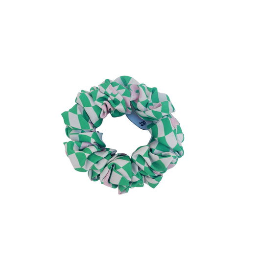 Green Wave Checker Scrunchies Mini