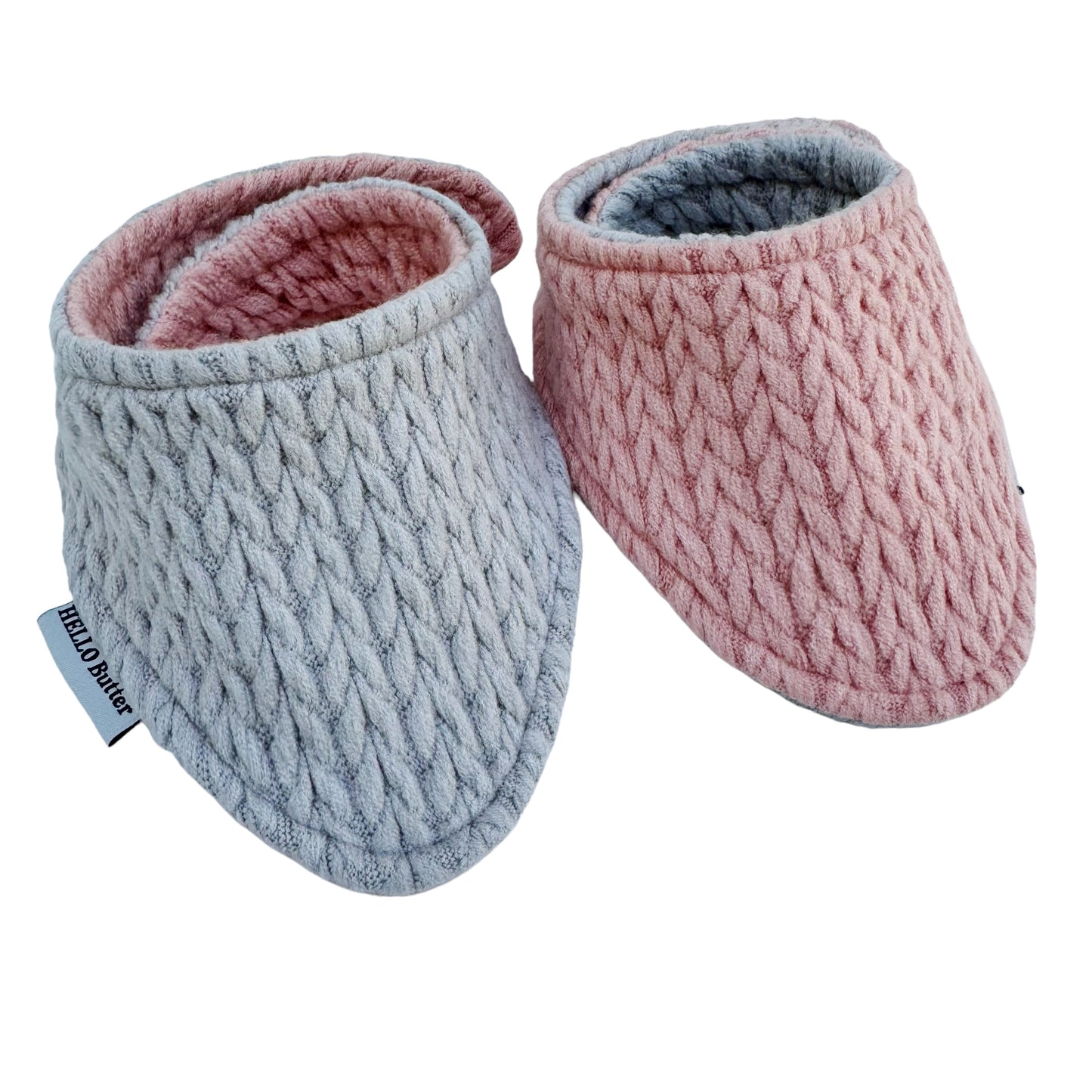 Bandana - REVERSIBLE Pink&Grey Sweater Rib Knit Fabric