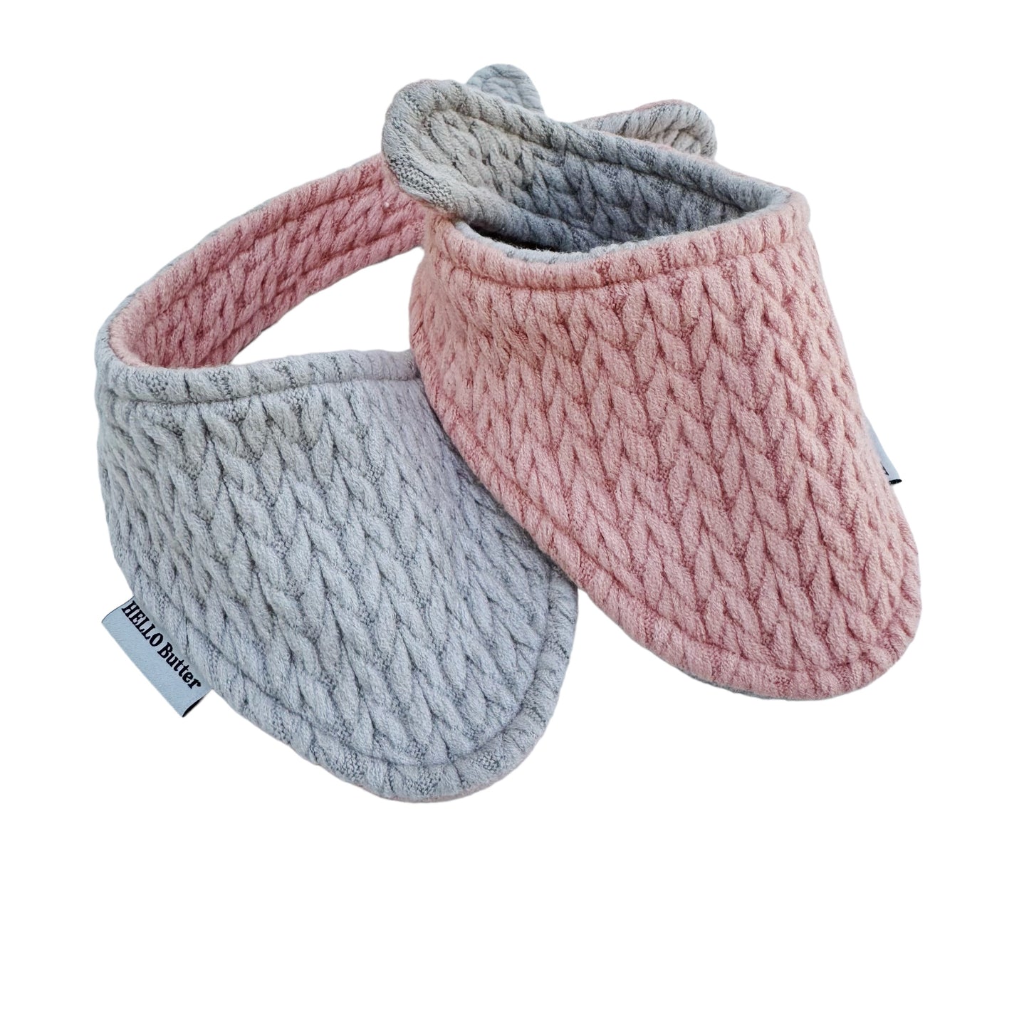 Bandana - REVERSIBLE Pink&Grey Sweater Rib Knit Fabric